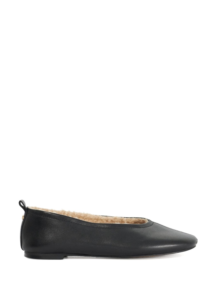 Dune London Black Harliee Shearling Lined Ballet Shoes - Image 1 of 6