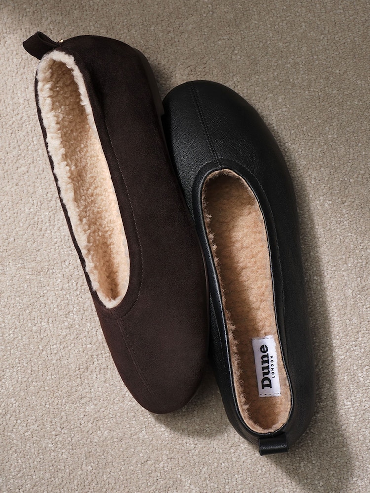 Dune London Black Harliee Shearling Lined Ballet Shoes - Image 2 of 6