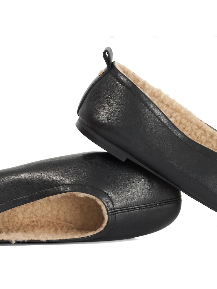 Dune London Black Harliee Shearling Lined Ballet Shoes - Image 6 of 6