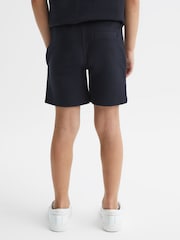 Reiss Navy Robin Senior Slim Fit Textured Drawstring Shorts - Image 5 of 6