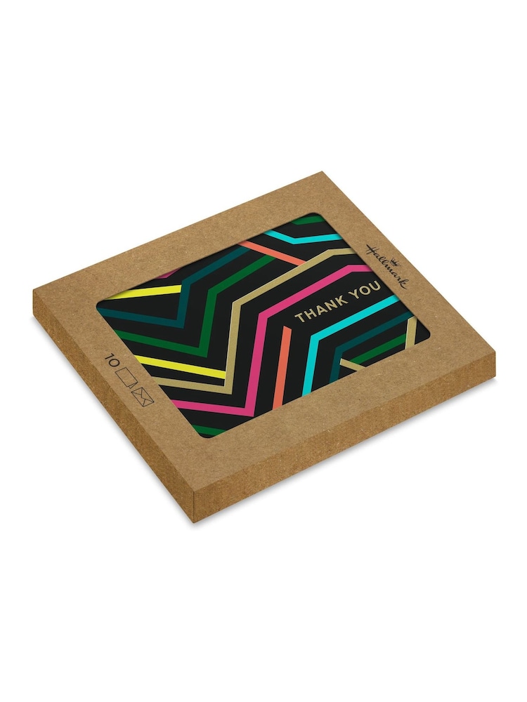 Hallmark Black 10 Pack Thank You Cards in 1 Neon Design - Image 2 of 4 Hallmark Black 10 Pack Thank You Cards in 1 Neon Design - Image 2 of 4