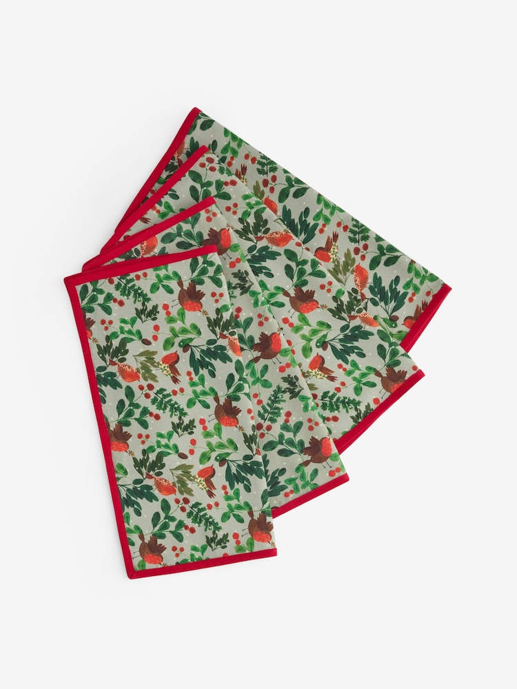 Set of 4 Green Robin Napkins - Image 3 of 3 Set of 4 Green Robin Napkins - Image 3 of 3