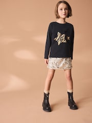 Black Sequin Star Long Sleeve T-Shirt (3-16yrs) - Image 2 of 7