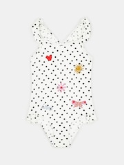 Angels By Accessorize White Girls Embroidered Polka Dot Swimsuit - Image 1 of 2