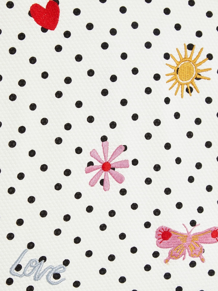 Angels By Accessorize White Girls Embroidered Polka Dot Swimsuit - Image 2 of 2 Angels By Accessorize White Girls Embroidered Polka Dot Swimsuit - Image 2 of 2
