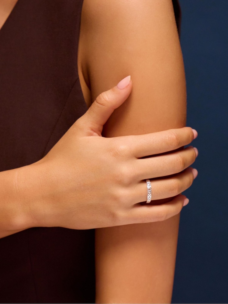 Accessorize 925 Sterling Silver Filigree Band Ring - Image 2 of 2