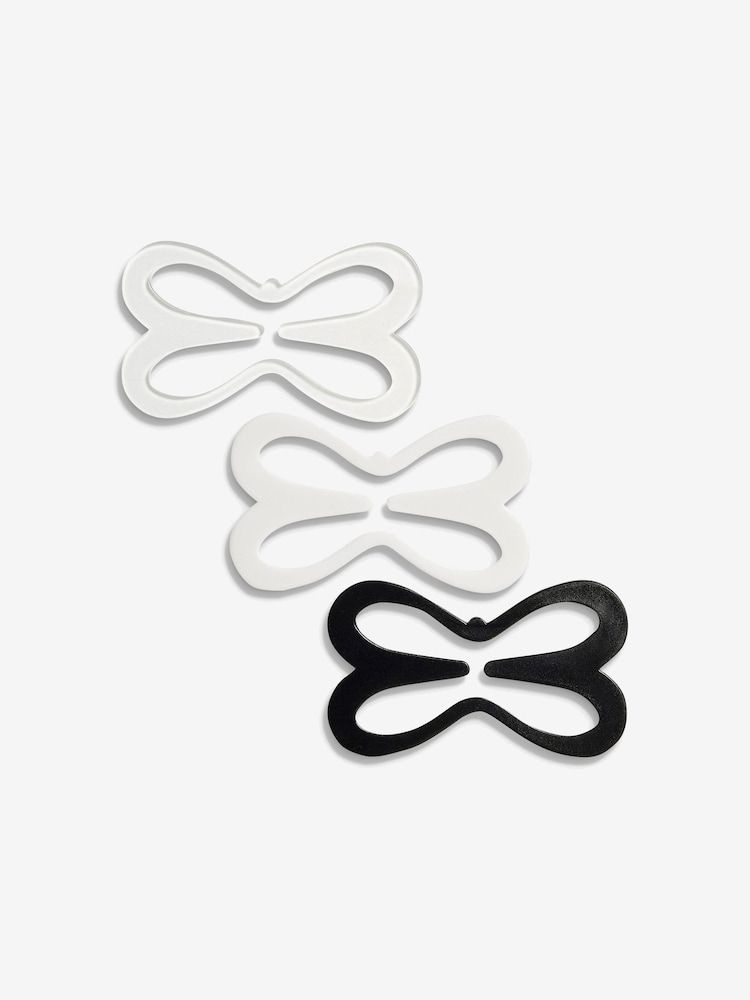 Black/White/Clear Racer Back Clips Three Pack - Image 1 of 3 Black/White/Clear Racer Back Clips Three Pack - Image 1 of 3