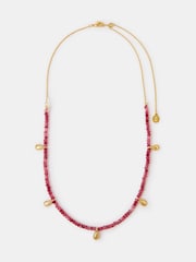 Accessorize Pink 14ct Gold-Plated Teardrop Strawberry Quartz Necklace - Image 1 of 2