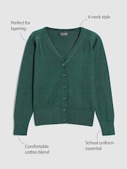 Green Cotton Rich School V-Neck Cardigan (3-16yrs) - Image 3 of 8