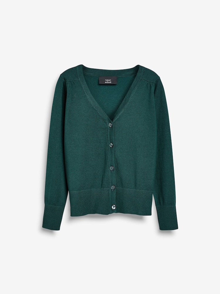 Green Cotton Rich School V-Neck Cardigan (3-16yrs) - Image 6 of 8