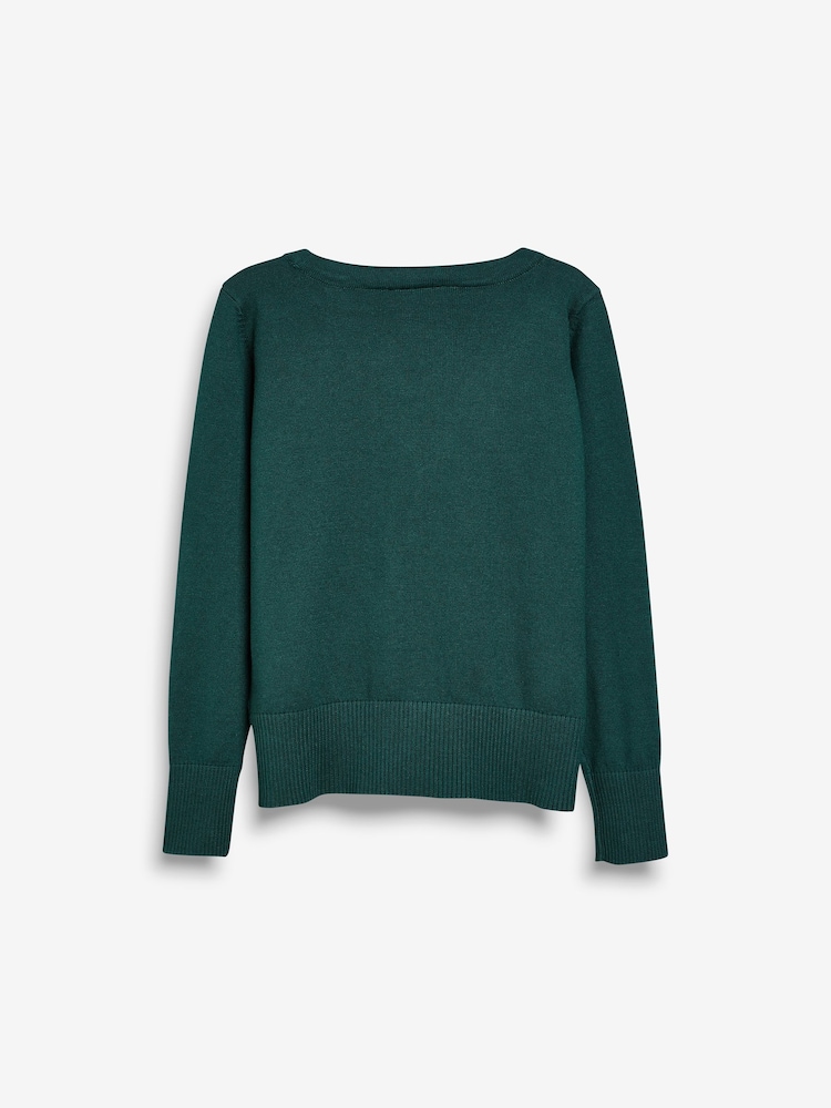 Green Cotton Rich School V-Neck Cardigan (3-16yrs) - Image 7 of 8