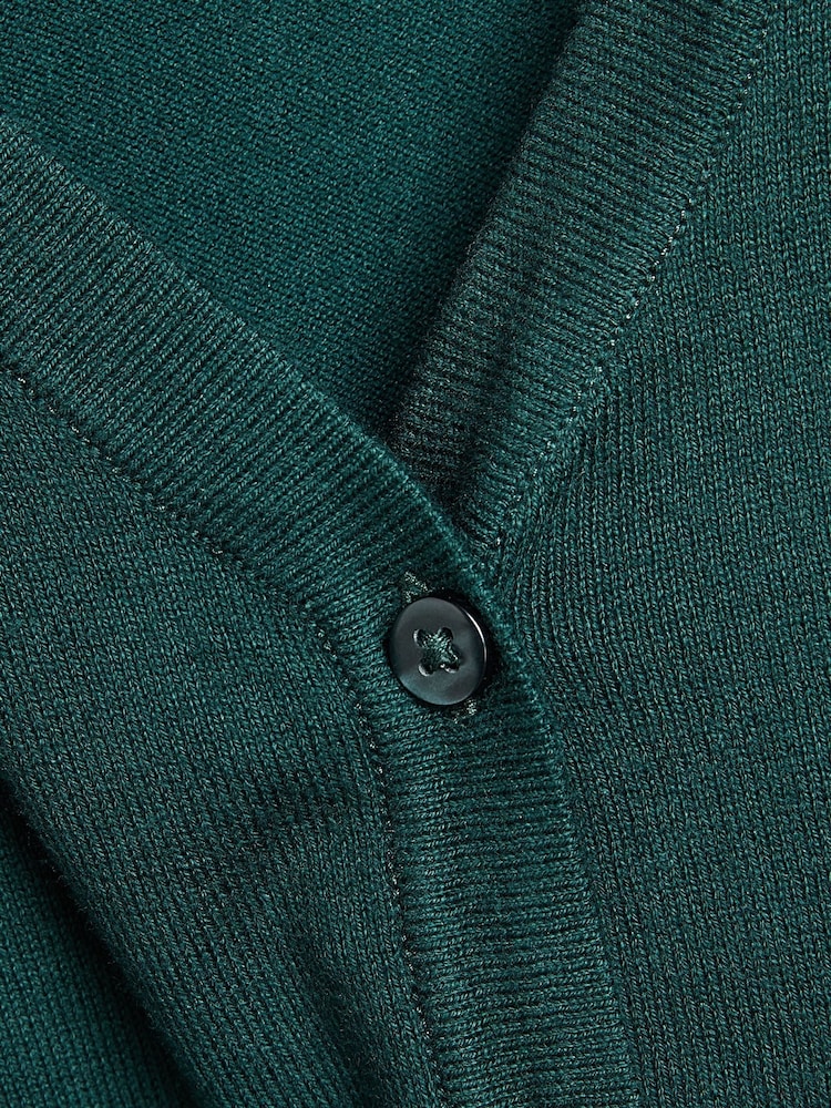 Green Cotton Rich School V-Neck Cardigan (3-16yrs) - Image 8 of 8