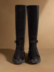 Svart semsket skinn - Russell & Bromley Mysty Knee High Boots - Bilde 3 av 7