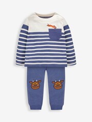 JoJo Maman Bébé Indigo The Gruffalo Appliqué Breton Top & Knee Joggers Baby Set - Image 1 of 5