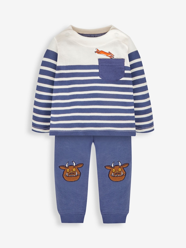 JoJo Maman Bébé Indigo The Gruffalo Appliqué Breton Top & Knee Joggers Baby Set - Image 1 of 5