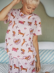 Urban Threads Pink Sausage Dogs Print Short Pyjamas Set - Image 4 of 5