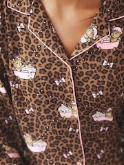 Urban Threads Brown Bath Time Bears Leopard Print Long Pyjamas Set - Image 4 of 4