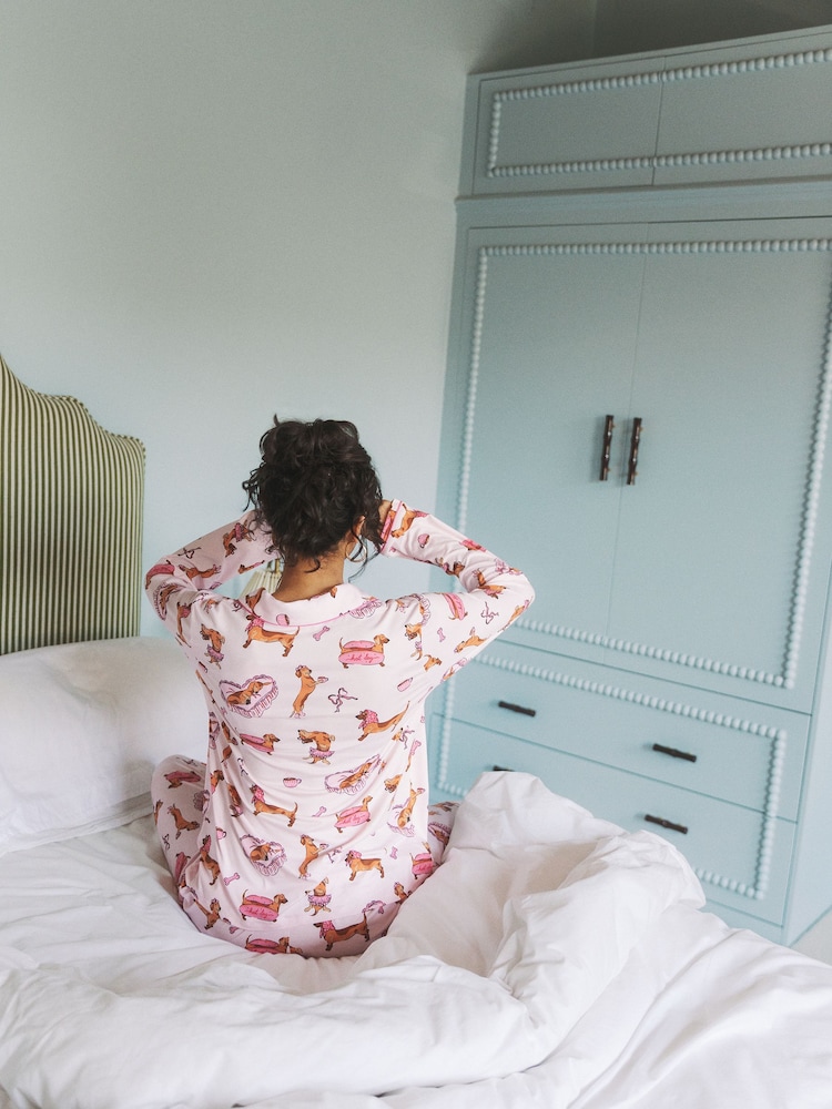 Urban Threads Sausage Dogs Print Long Pyjamas Set - Imaginea 5 din 5