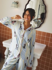 Urban Threads Poodle Wiggle Print Long Pyjamas Set - Bild 1 von 4