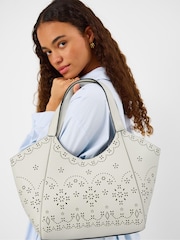 Accessorize White Laser Cut Tote Bag - Image 3 of 3