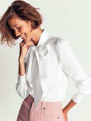 Λευκό - Boden Clara Tie Neck Top - Εικόνα 4 του 6