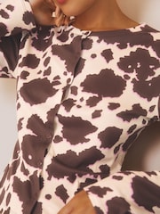Cow Print Cardigan Long Pyjamas Set - Image 2 of 4