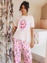 Pampered Cat Print Long Pyjamas Set - Image 1 of 4