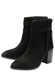 Ravel Black Suede Leather Block Heel Ankle Boots - Image 2 of 4