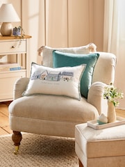 Natural Windowpane Check Cushion - Image 3 of 6