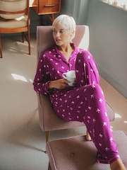 Urban Threads Ribbon Bow Print Long Button Up Pyjamas Set - Image 5 sur 5
