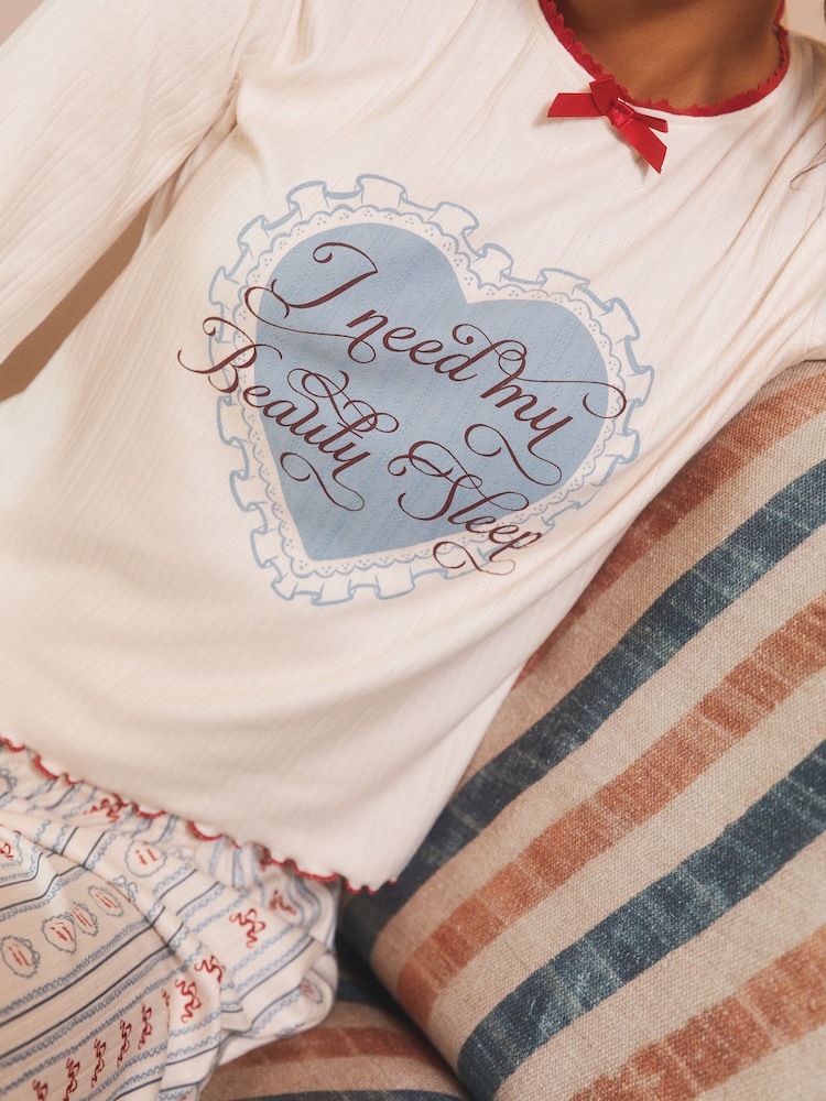 Beauty Sleep Print Pointelle Long Pyjamas - Image 2 of 4 Beauty Sleep Print Pointelle Long Pyjamas - Image 2 of 4
