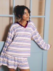 Urban Threads Pink Stripe Rugby Long Pyjamas Set - Imaginea 1 din 4