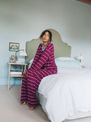 Urban Threads Burgundy Stripe Rugby Long Pyjamas Set - Attēls 3 no 5
