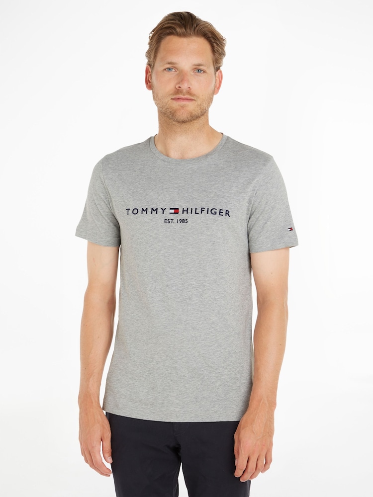 Серый - Футболка Tommy Hilfiger с логотипом - Image 1 of 5