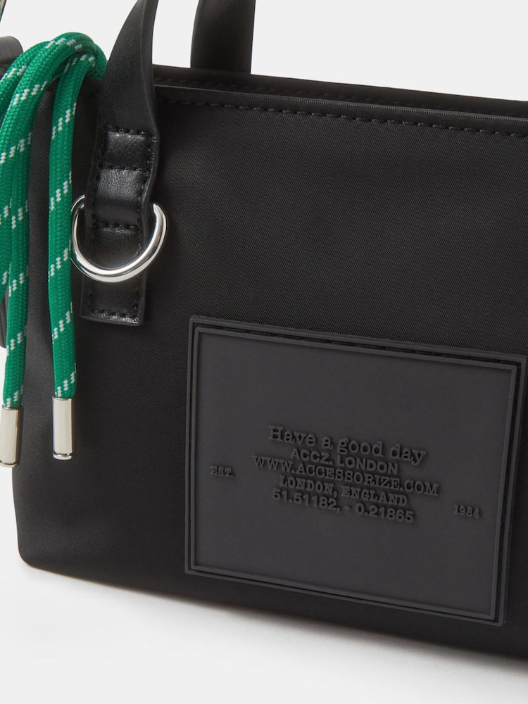 Accessorize Black Mini Nylon Handheld Bag - Image 2 of 2 Accessorize Black Mini Nylon Handheld Bag - Image 2 of 2