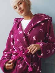 Ribbon Bow Print Fleece Dressing Gown - Image 3 of 5