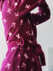 Ribbon Bow Print Fleece Dressing Gown - Image 5 of 5