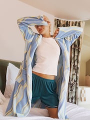 Urban Threads Blue Wiggle Stripe Fleece Dressing Gown - Bild 1 von 4