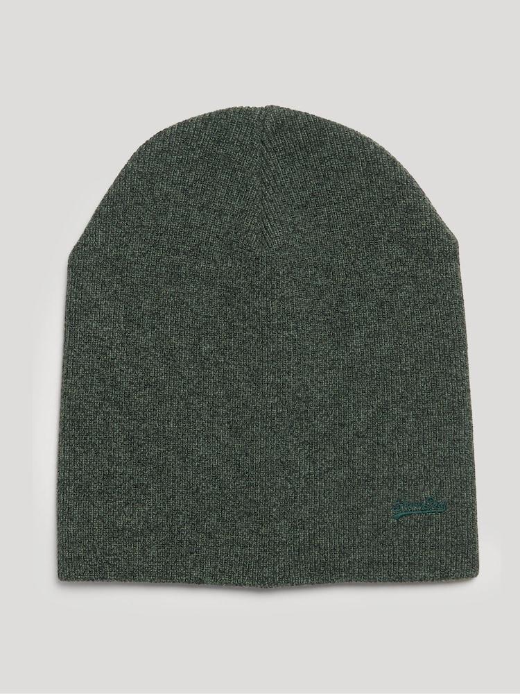 Superdry Green Knitted Logo Beanie Hat - Image 1 of 4