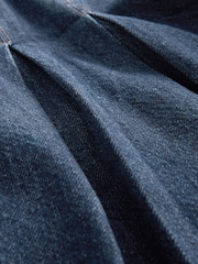 Dark Blue 100% Cotton Pleated Denim Mini Skirt - Image 6 of 6