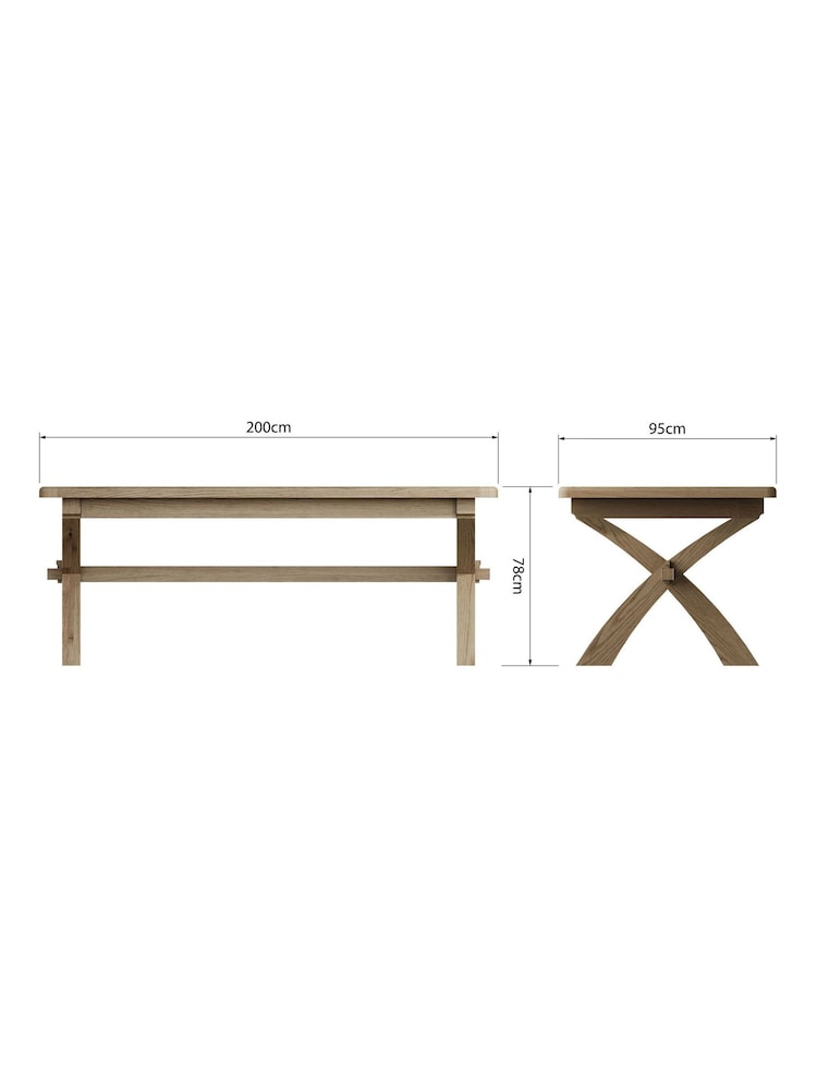 K Interiors Brown Embleton Solid Wood Cross legged Fixed Top Table - Image 2 of 4