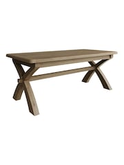 K Interiors Brown Embleton Solid Wood Cross legged Fixed Top Table - Image 3 of 4