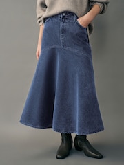 Dark Blue Fishtail Denim 100% Cotton Skirt - Image 1 of 5