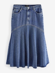 Dark Blue Fishtail Denim 100% Cotton Skirt - Image 3 of 5