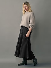Washed Black Fishtail Denim 100% Cotton Skirt - Image 1 of 6