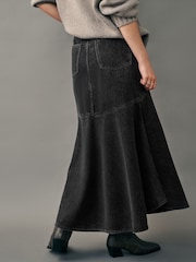 Washed Black Fishtail Denim 100% Cotton Skirt - Image 3 of 6
