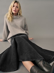 Washed Black Fishtail Denim 100% Cotton Skirt - Image 4 of 6