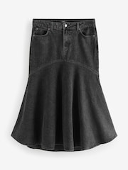 Washed Black Fishtail Denim 100% Cotton Skirt - Image 5 of 6