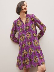 Emme by Marella Purple Bormida Printed Mini Tiered Dress - Image 2 of 5