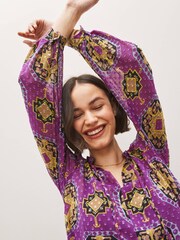 Emme by Marella Purple Bormida Printed Mini Tiered Dress - Image 4 of 5